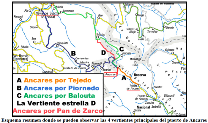 Mapa de las vertientes de Ancares