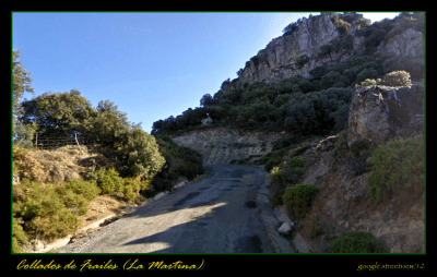 Rampa del 21% en la pestosa carretera de Hoya de Charilla. Foto de Google Street View.