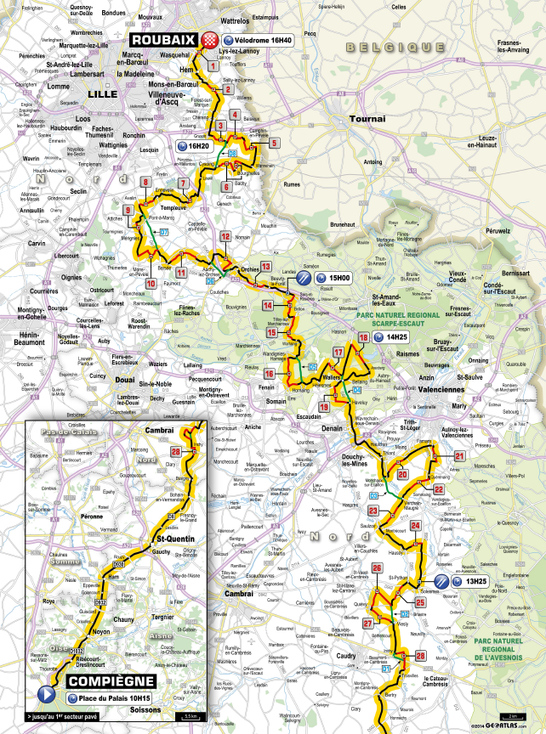 Mapa Paris-Roubaix 2014