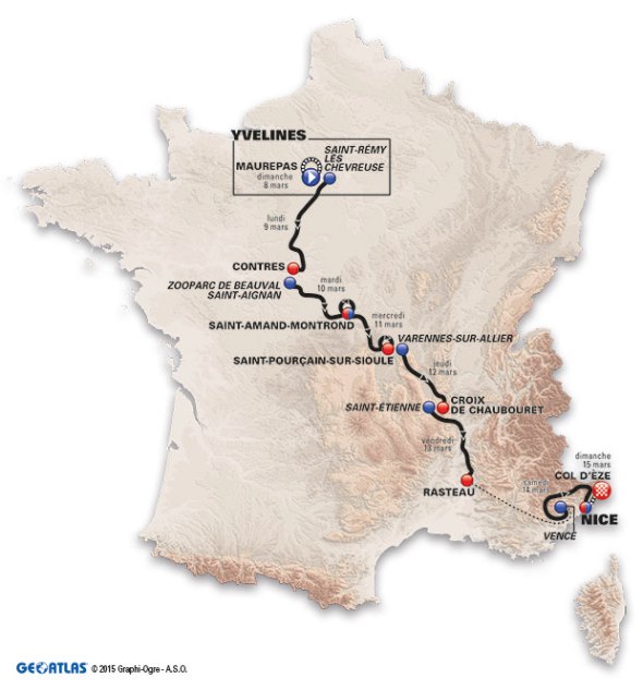 map route paris-nice 2015