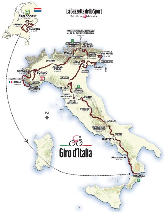mapa giro italia 2016